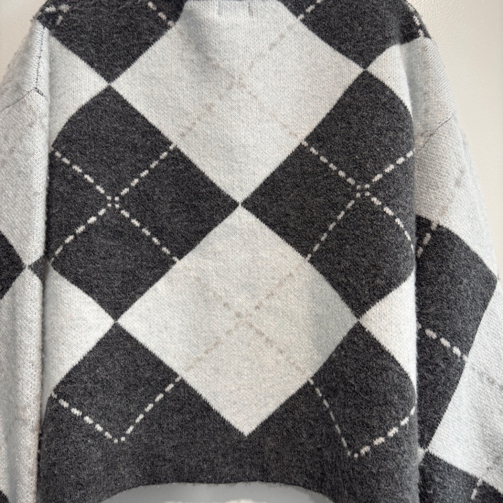 Song of Style Black and Light Blue Gray Argyle Cardigan - Picture 7 of 7